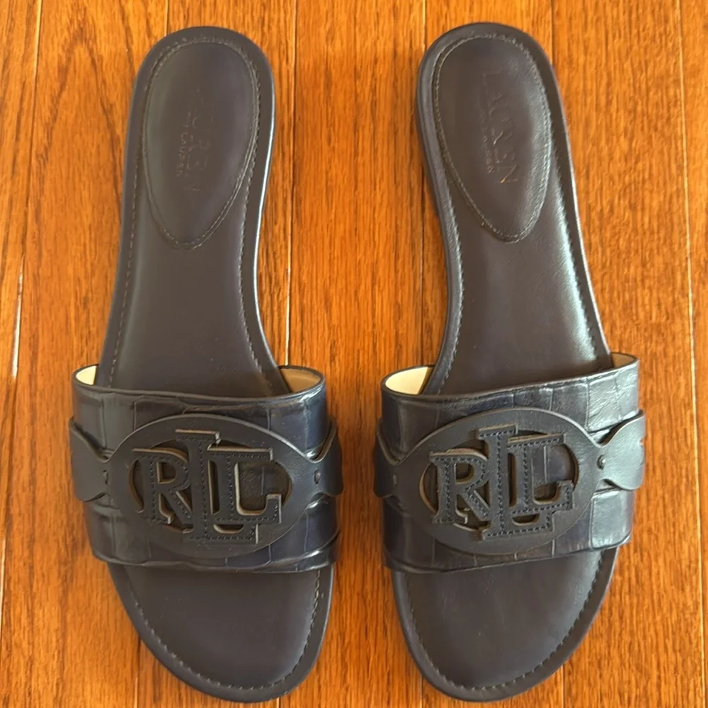 🎉Ralph Lauren- Dark Blue Slide Sandals(Size 11)🎉 - Picture 2 of 5
